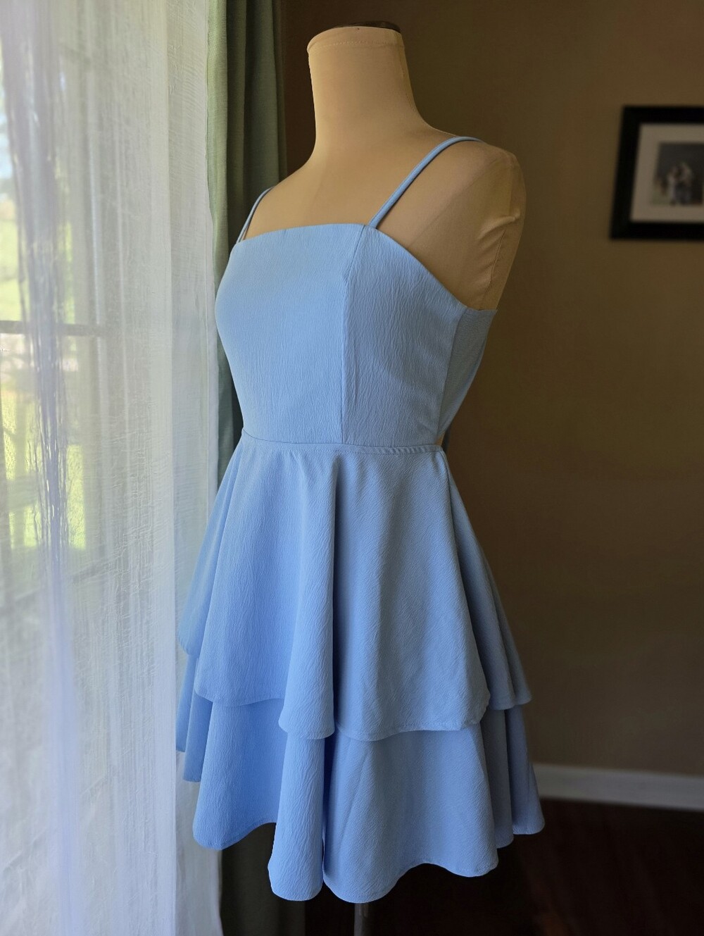 BNGD Sky Blue Multi-Tiered Tie Back‎ Dress Women's Size Small Ethereal Cutie
